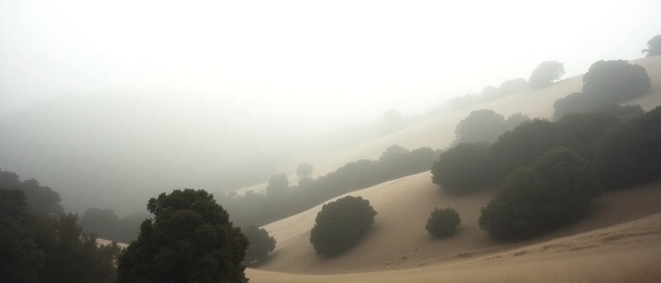 California coastal hills under early morning fog